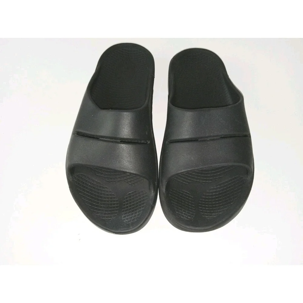Oofos‎ Sandals Mens 8 Black H Strap Cushion Comfort Recovery Ooahh Sports Flex